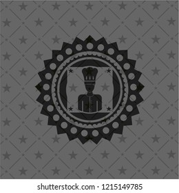 chef icon inside dark emblem. Retro
