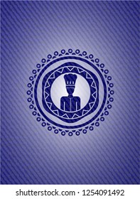 chef icon inside emblem with denim high quality background