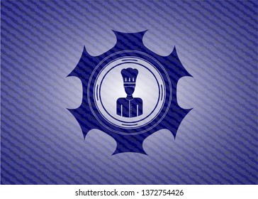 chef icon inside emblem with jean background