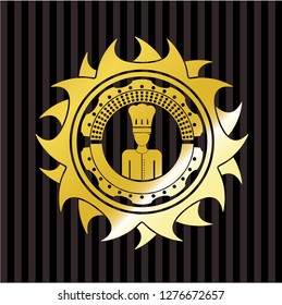 chef icon inside gold emblem or badge