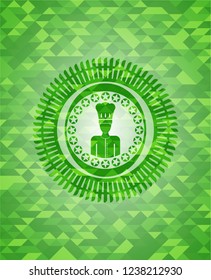 chef icon inside green mosaic emblem