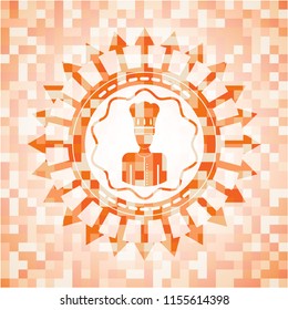 chef icon inside orange mosaic emblem