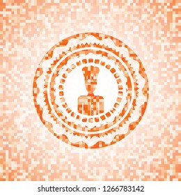 chef icon inside orange mosaic emblem with background