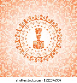 chef icon inside orange mosaic emblem