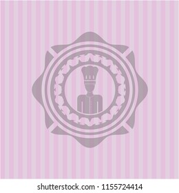 chef icon inside pink emblem. Retro