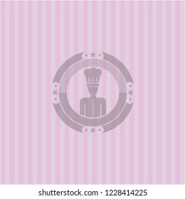 chef icon inside pink emblem. Vintage.