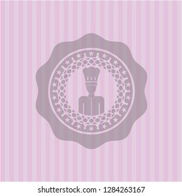 chef icon inside pink emblem. Retro