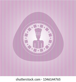 chef icon inside pink emblem. Vintage.