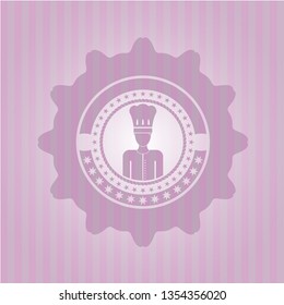 chef icon inside pink emblem. Vintage.
