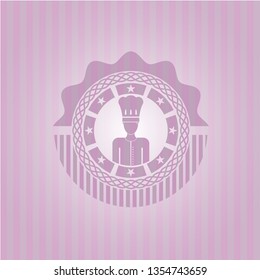 chef icon inside pink emblem. Retro