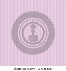 chef icon inside pink emblem. Retro