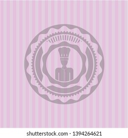 chef icon inside pink emblem