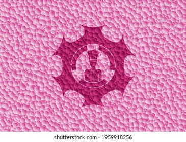 chef icon inside pink emblem with bubbles background. Vintage. Vector Illustration. Detailed. 