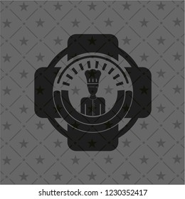 chef icon inside realistic black emblem
