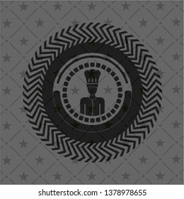 chef icon inside realistic black emblem