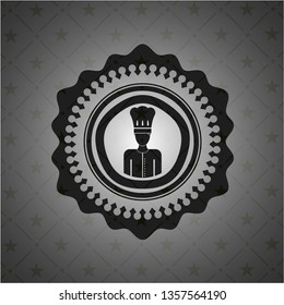 chef icon inside realistic dark emblem