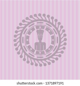 chef icon inside realistic pink emblem