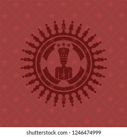 chef icon inside realistic red emblem