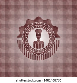 chef icon inside red badge with geometric background. Seamless.