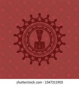 chef icon inside red emblem. Vintage.