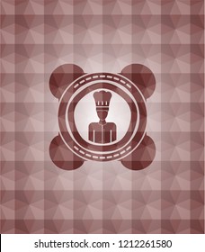 chef icon inside red geometric badge. Seamless.