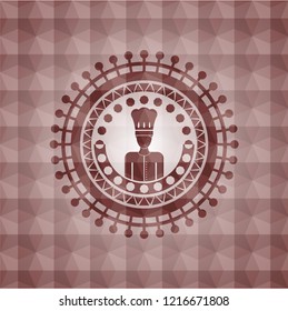 chef icon inside red geometric pattern emblem. Seamless.
