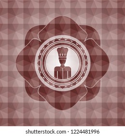 chef icon inside red geometric badge. Seamless.