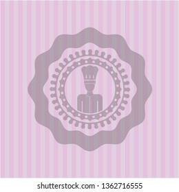 chef icon inside retro pink emblem