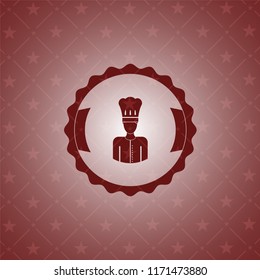 chef icon inside retro red emblem