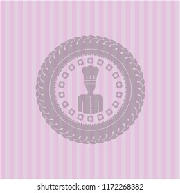 chef icon inside retro style pink emblem