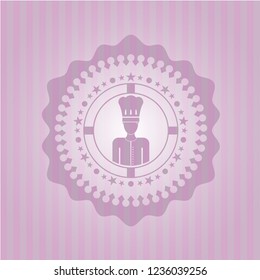 chef icon inside retro style pink emblem
