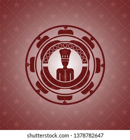 chef icon inside retro style red emblem