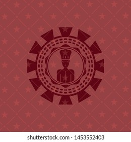 chef icon inside retro style red emblem