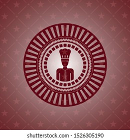 chef icon inside retro style red emblem