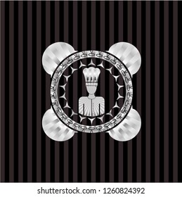 chef icon inside silver emblem or badge