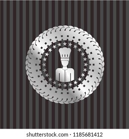 chef icon inside silver shiny emblem