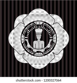 chef icon inside silver shiny emblem