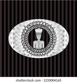 chef icon inside silver shiny badge