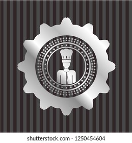 chef icon inside silver shiny badge