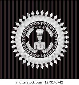 chef icon inside silvery badge or emblem