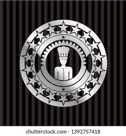 chef icon inside silvery emblem