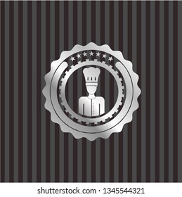 chef icon inside silvery shiny badge