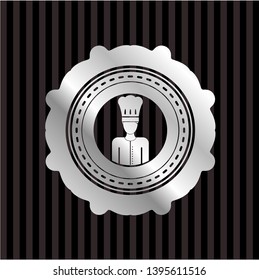 chef icon inside silvery shiny badge