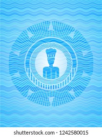 chef icon inside sky blue water style badge.
