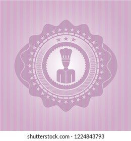 chef icon inside vintage pink emblem