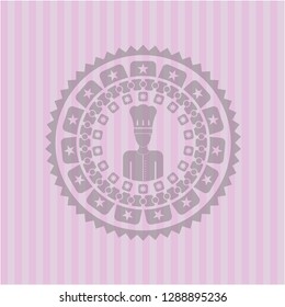 chef icon inside vintage pink emblem