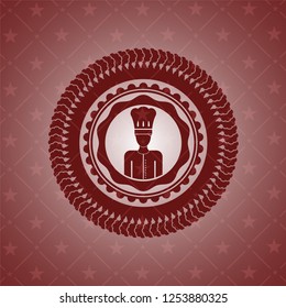 chef icon inside vintage red emblem