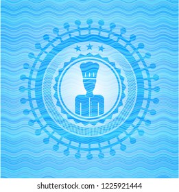 chef icon inside water badge background.