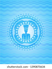 chef icon inside water concept style badge.