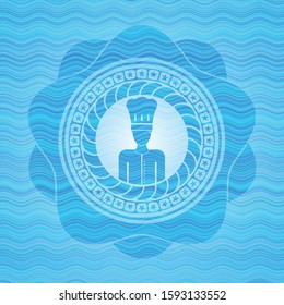 chef icon inside water concept emblem background.